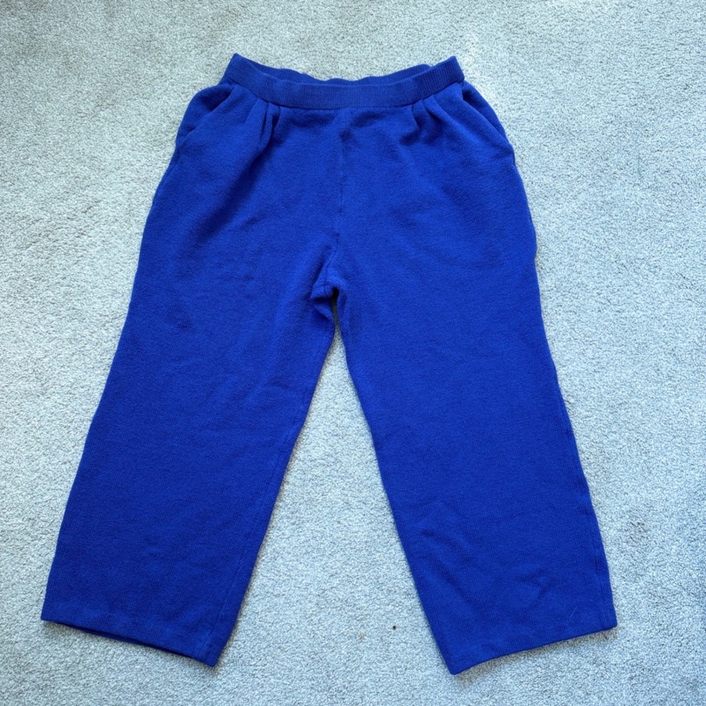 St. John Collection Marie Gray Royal Blue Santana Knit Cropped Pants 4